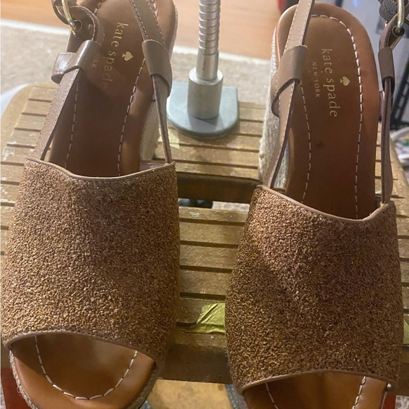 Kate Spade Beacon Gold Glitter Espadrilles Wedge Sandals Size 8.5M Great shape - Picture 7 of 12